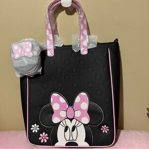 Sale! Loungefly Minnie Mouse Floral Polka Dot Tote Bag with Coin Purse new!